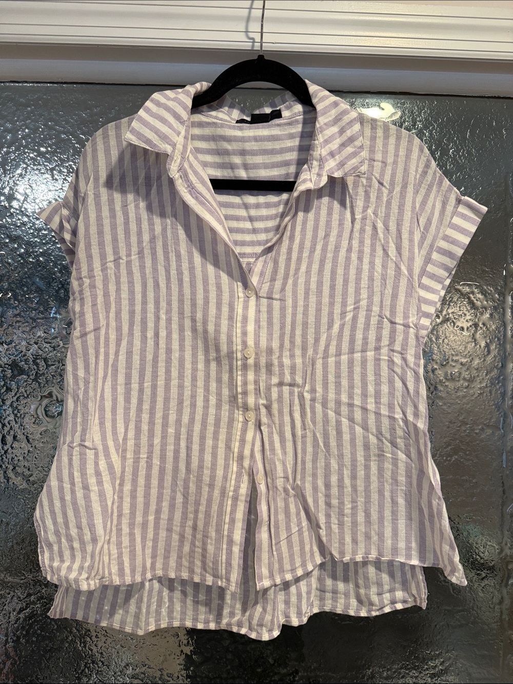 Sanctuary Lavender and White Striped Button-Down Shirt